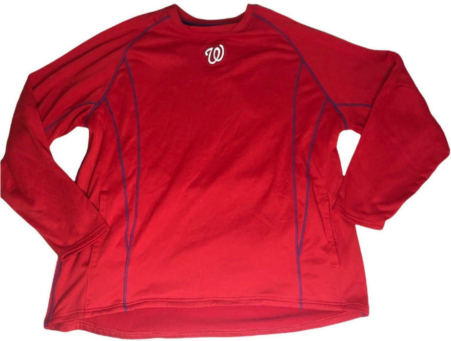 Washington Nationals Majestic Long Sleeve Sweater Red Men's (Size: 2XL)