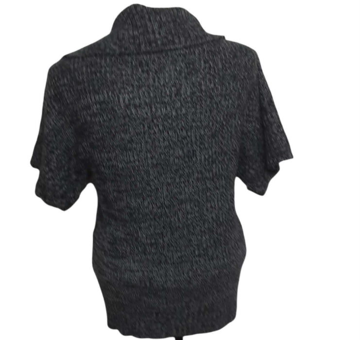 Stephanie Rogers Women's Gray Button Up Knit Short Sleeve Sweater (Size: M)