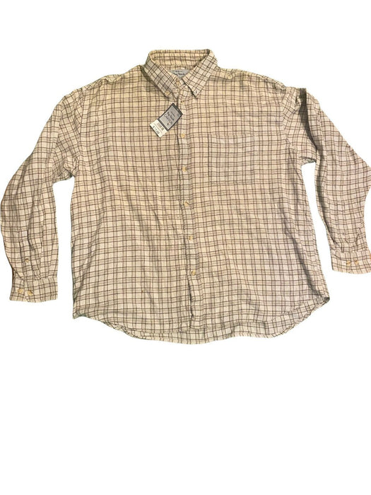 Big Rock Canyon Men's Beige Plaid 100% Cotton Button Down Shirt (Size: L)