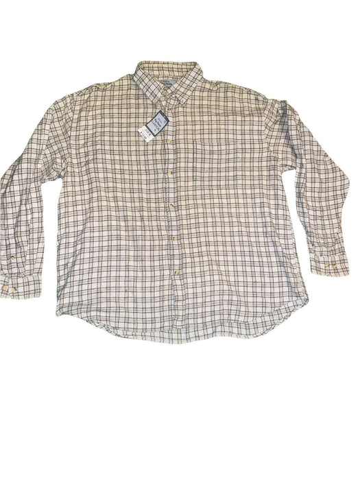 Big Rock Canyon Men's Beige Plaid 100% Cotton Button Down Shirt (Size: L)