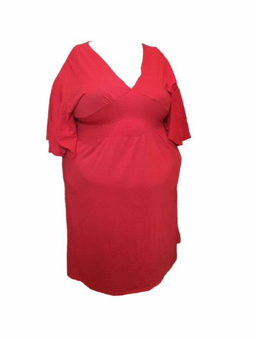 Erica Brooke Collection Women's Valentines Red V-Neck Split Sleeve Dress