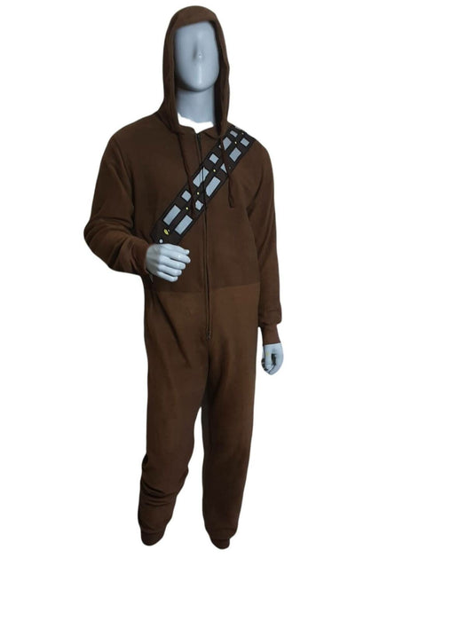 Star Wars Men's Brown Chewbacca Hooded Zip Up Union One Piece (Size: M)