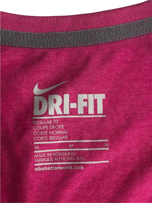 Nike Dri-FIT Regular Fit V-Neck Athletic Shirt Pink Women's (Size: M)