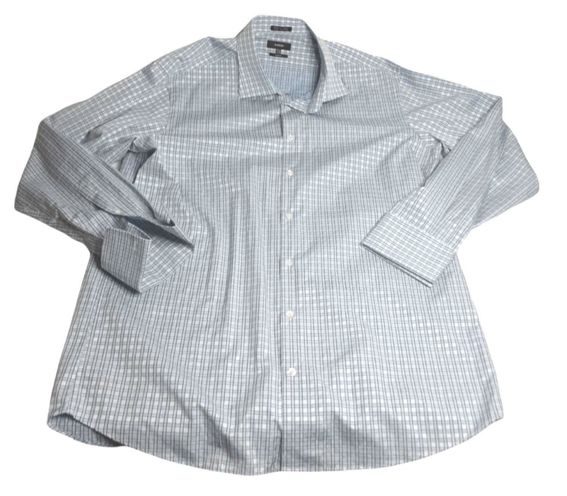 John W. Nordstrom Men's Light Blue Checkered Button Down Shirt (Size: XXL)