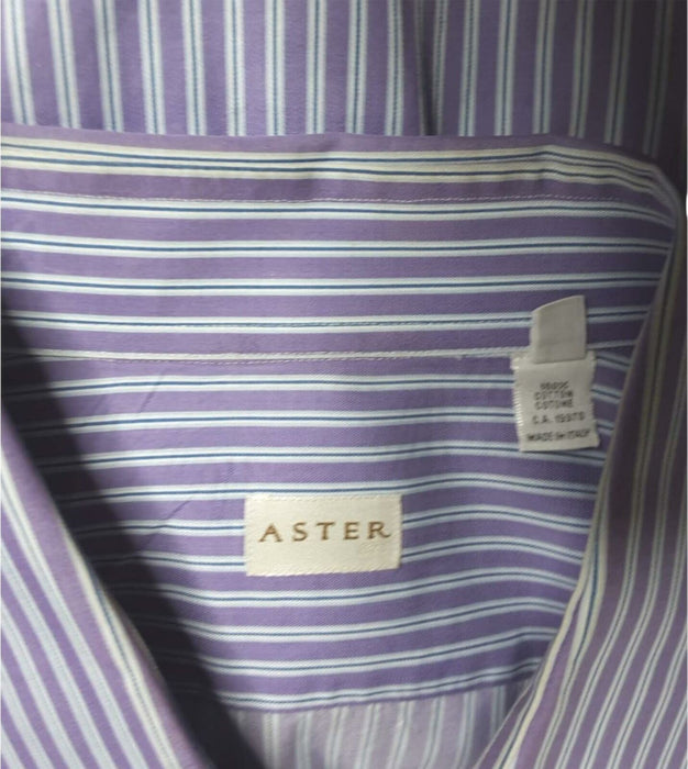 Aster Men's Purple Striped Button Down Shirt (Size: 45/18)