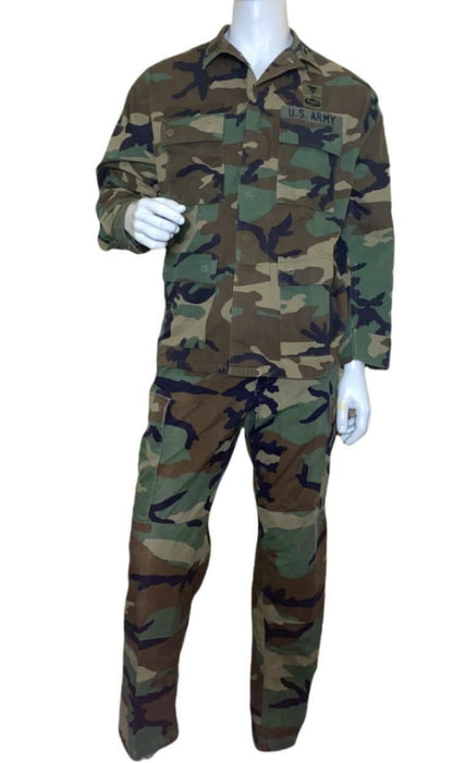 U.S Military Men's Vintage Woodland Camouflage Jacket & Trousers Set (Size: M/R)