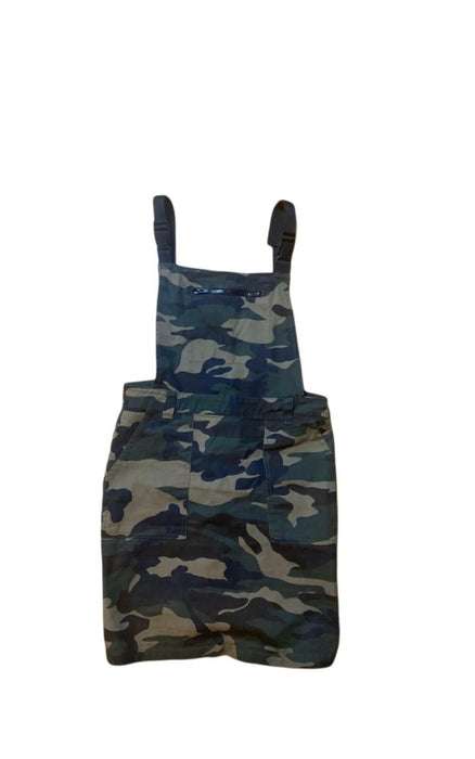 C'est Toi Women's Green Camouflage Military Overall Mini Dress (Size: L)