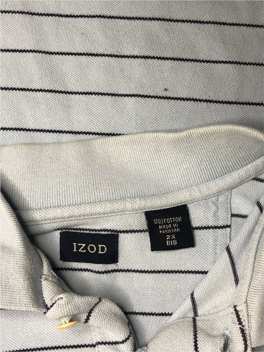 Izod Oxford Striped Polo Shirt Blue Big & Tall Men's (Size: 2XL)