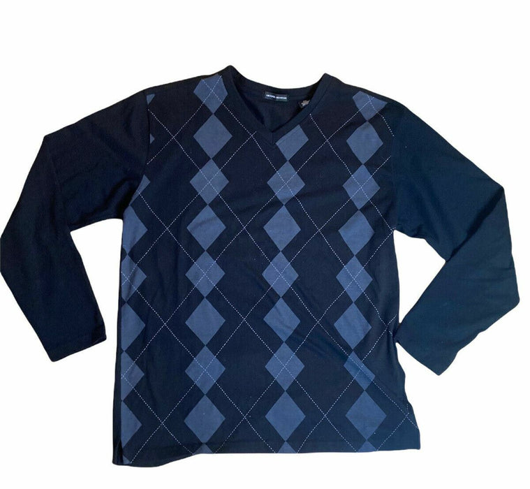 Michael Brandon Men's Argyle Long Sleeve Sweater Black (Big & Tall Size: XXL)