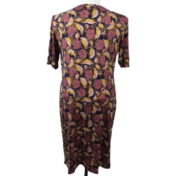 LulaRoe Women's Purple Leaf Short Sleeve Dress (Size: 2XL)