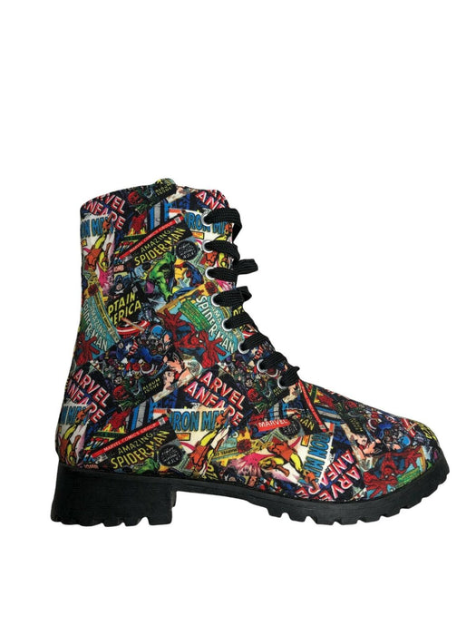 Marvel Comics All Super Hero Print Zip-Up Fashion Boots Women's (Size: 6)