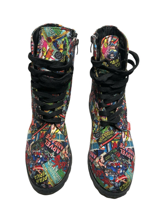 Marvel Comics All Super Hero Print Zip-Up Fashion Boots Women's (Size: 6)