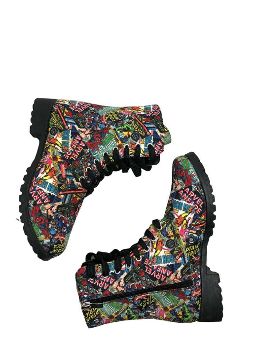 Marvel Comics All Super Hero Print Zip-Up Fashion Boots Women's (Size: 6)