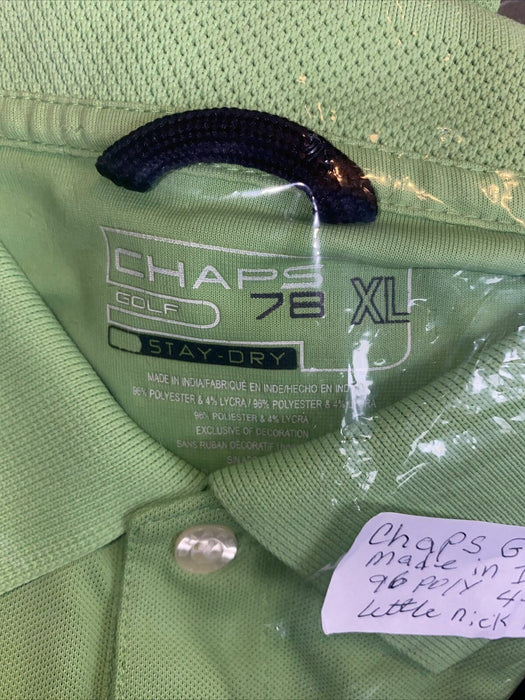 Chaps Golf Men's Dry Performance Polo Neon Green Shirt  (Size: XL)