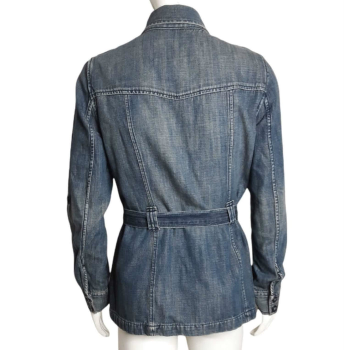 Gap Women's Blue Button Up Denim Jean Jacket w/ Belt (Size: S)