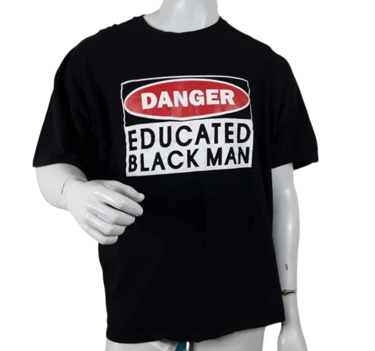 Keya USA Men's Black "Danger Educated Black Man" Short Sleeve T-Shirt