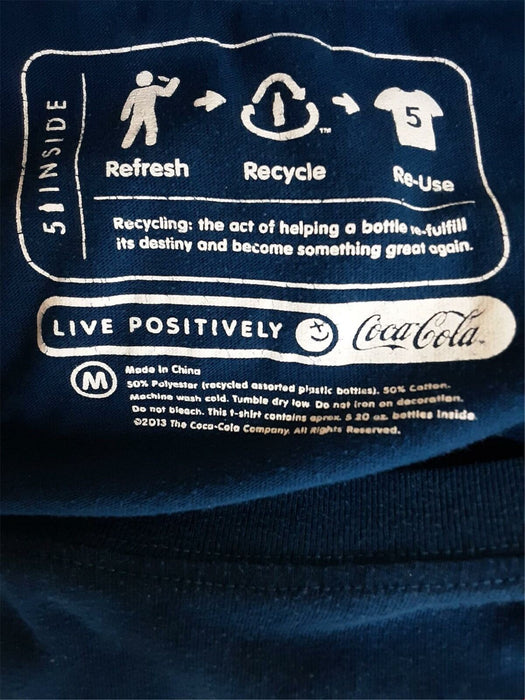 Coca Cola Recycle Live Positive Shirt Blue Men's (Size: M)