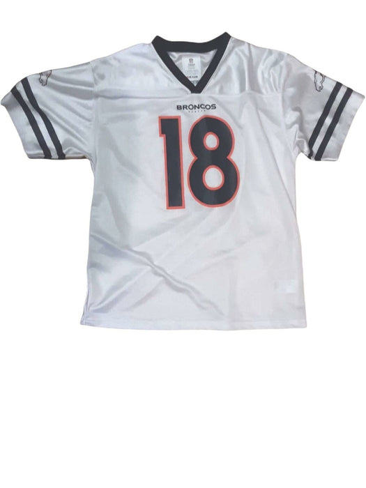 Denver Broncos NFL Team Apparel #18 Manning Youth Jersey White (Size: XL 18/20)