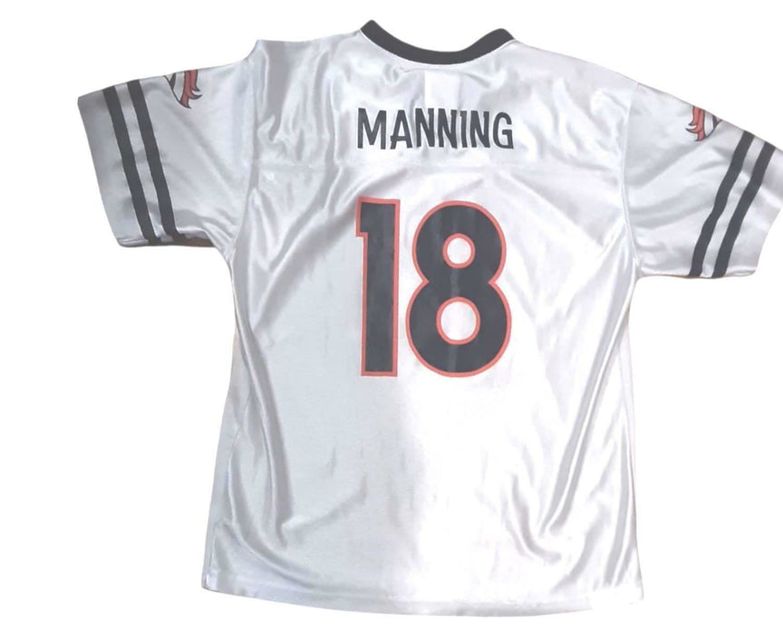 Denver Broncos NFL Team Apparel #18 Manning Youth Jersey White (Size: XL 18/20)