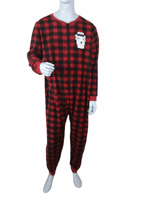Merry Moments Men's Holiday Plaid Zip Up Union One Piece (Size: XL)