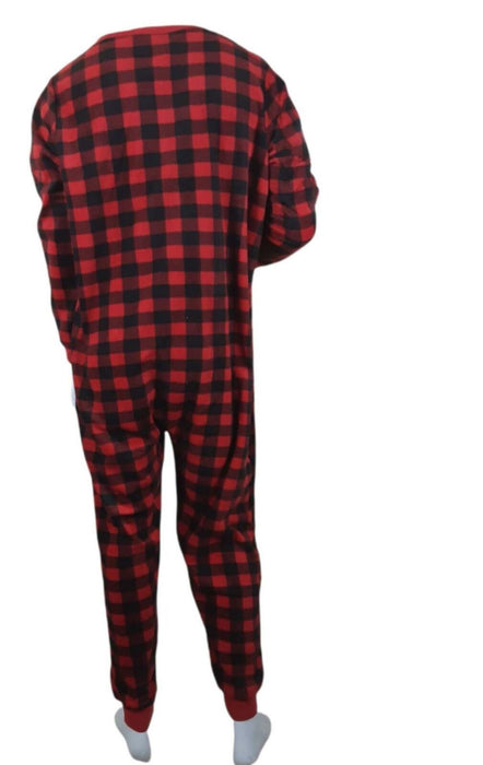 Merry Moments Men's Holiday Plaid Zip Up Union One Piece (Size: XL)