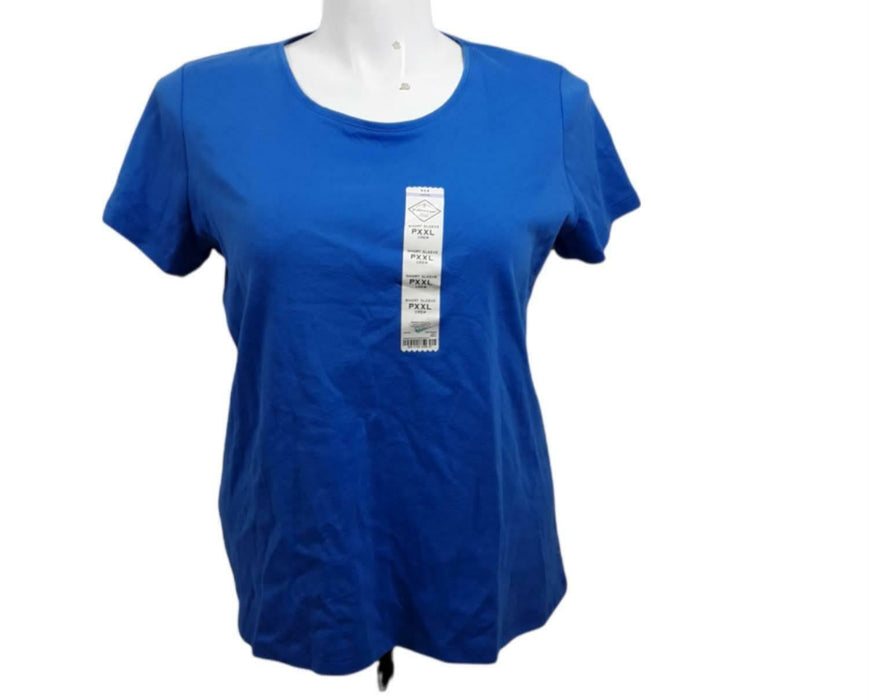 St. John Bay Women's Periwinkle Short Sleeve Crew Neck Top (Size: PXXL)