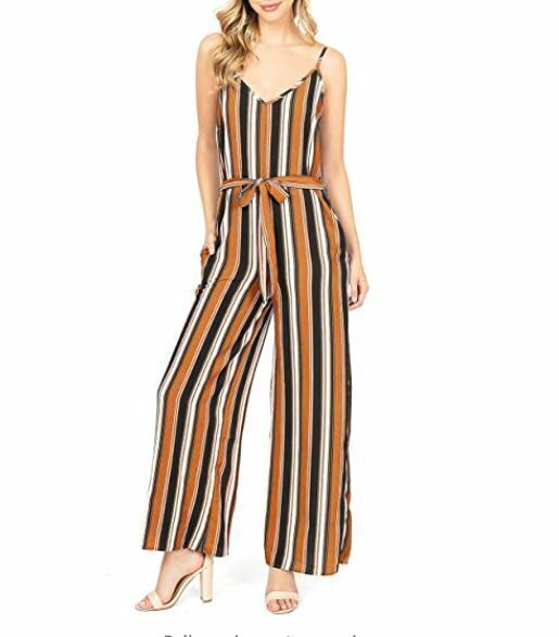 Ambiance Women's Yellow Juniors Wide-Leg Striped Spring Jumper (Size: 2X)