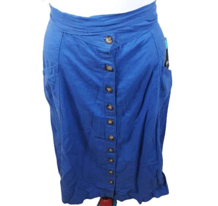 A.n.a Women's Jet Set Blue Button Down Skirt (Size: 12) 8446036010407