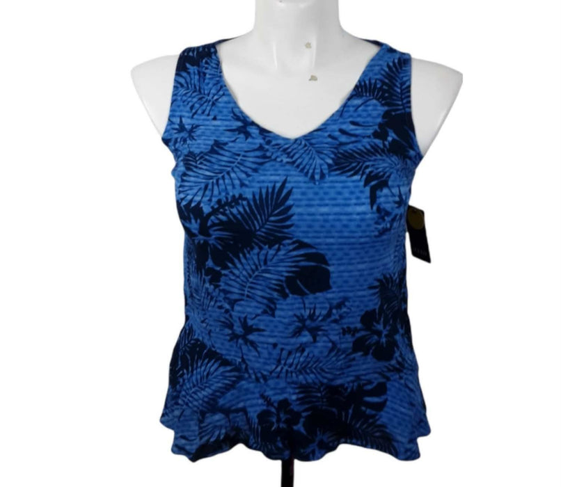 A.n.a Women's Blue Palm Sleeveless Top (Size: XS)