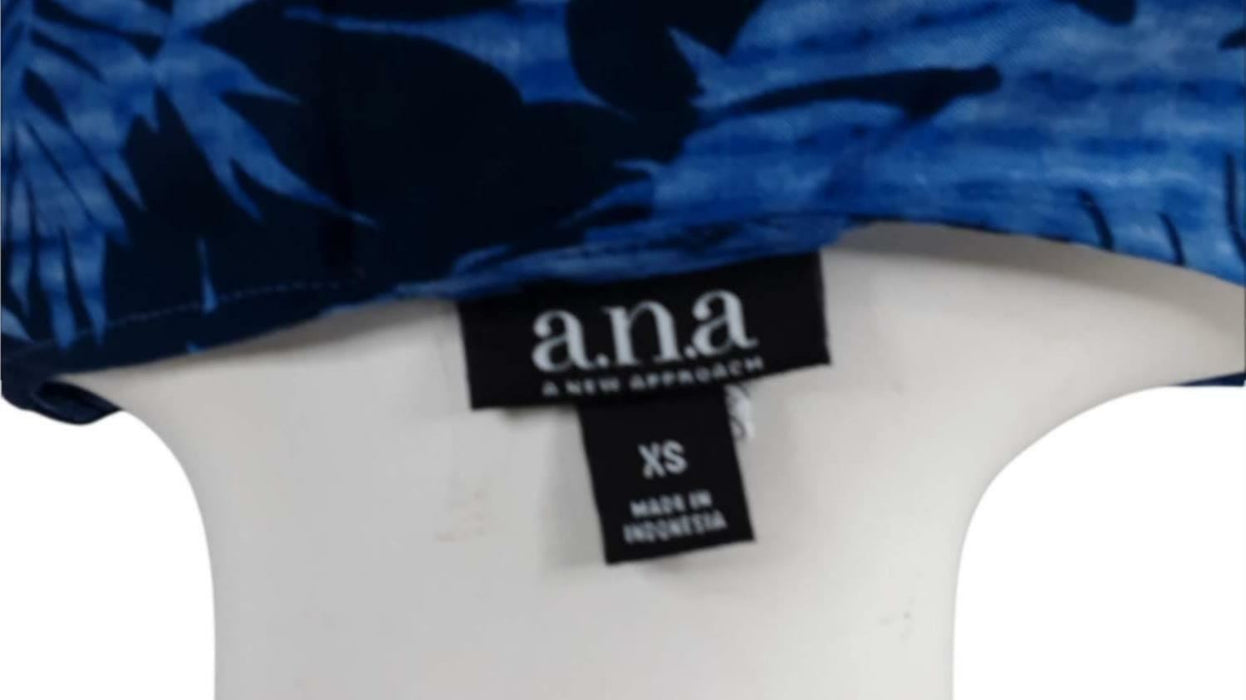 A.n.a Women's Blue Palm Sleeveless Top (Size: XS)