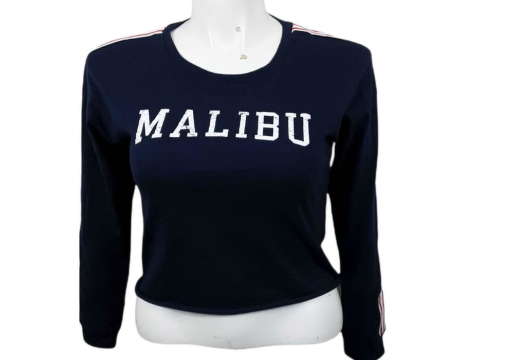 Youth In Revolt Women's Blue "Malibu" Long Sleeve Crop Top