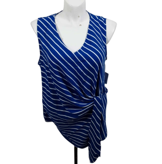 Liz Claiborne Women's Blue Striped Sleeveless Top (Size: 1X) 96232100026
