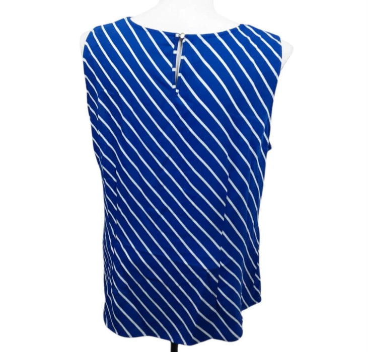 Liz Claiborne Women's Blue Striped Sleeveless Top (Size: 1X) 96232100026