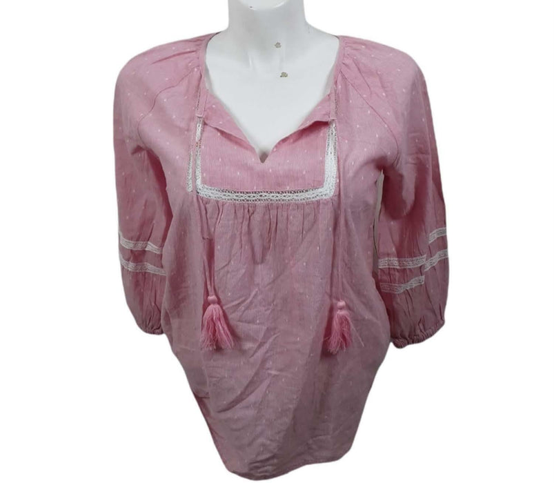 St John's Bay Women's Pink Front Tie Top (Size: S)