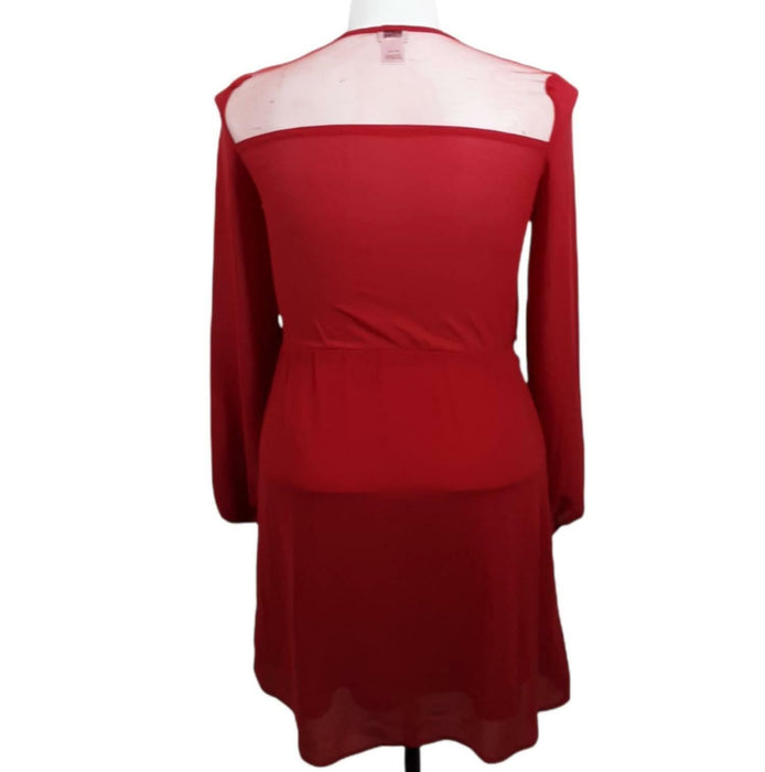 Charming Charlie Women's Red Long Sleeve Keyhole Dress (Size: M)