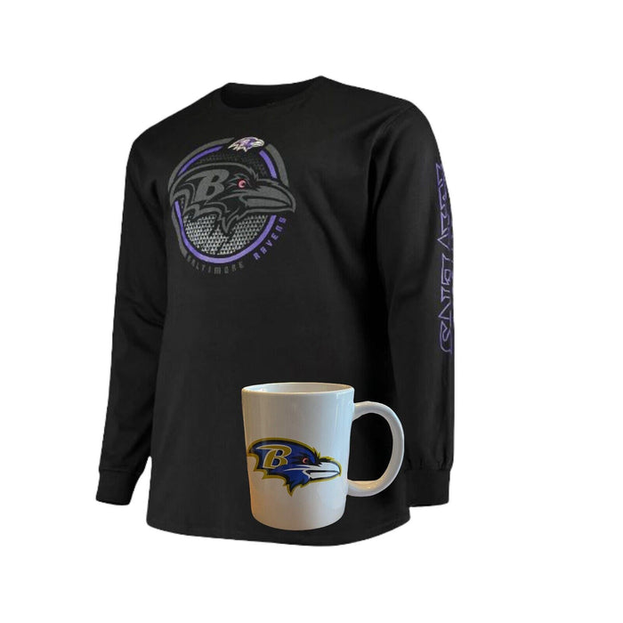 Baltimore Ravens Fanatics NFL Big Men's Pop Logo Long Tee (6XL) W/ Coffee Mug