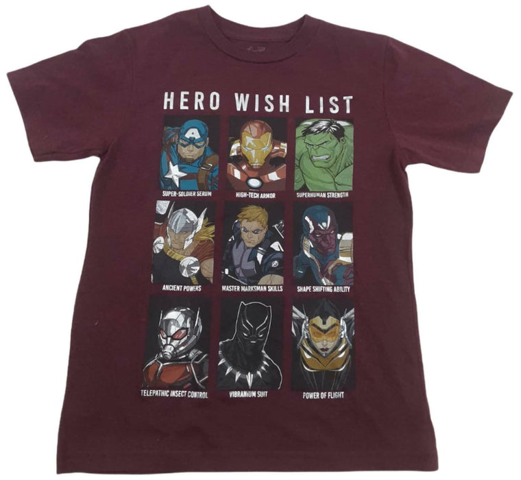 Marvel Avengers Super Hero List T-Shirt Red Boys (Size: M)