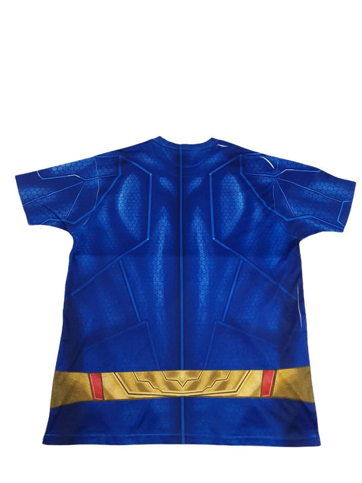 Superman Super Suit Design Shirt With Muscle Print Blue Men's (Size: L)