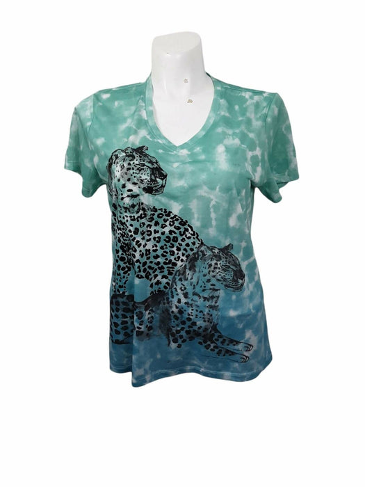 White & Stage Women's Green/White Cheetah Top (Size: XXL)