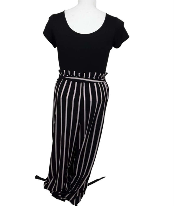 As U Wish Women's Black Stripe Pants Romper (Size: M)