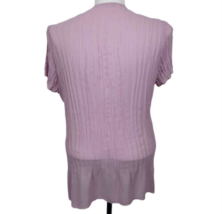 NY Collection Women's Pink Button Up Ruffle Top (Size: XL)