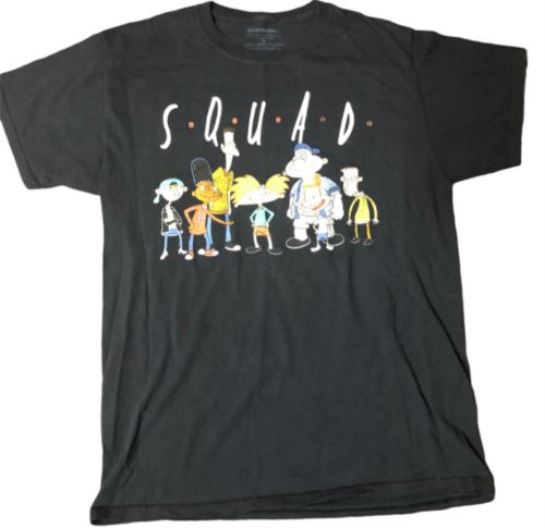 Hey Arnold Nickelodeon "Squad" Black Cartoon T-Shirt Men's (Size: M)