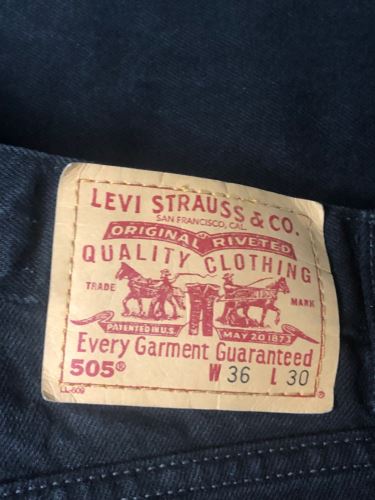 Levi's 505 Vintage Regular Straight Fit Black Jeans Men (Sz: 36 x 30) 5050260