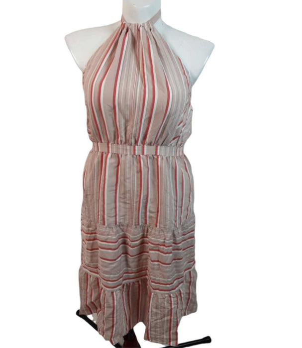 Kaari Blue Women's Beige/Pink Stripe Halter Tier Dress (Size: L)