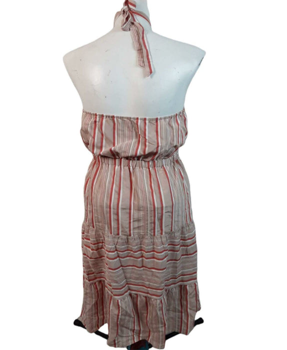 Kaari Blue Women's Beige/Pink Stripe Halter Tier Dress (Size: L)