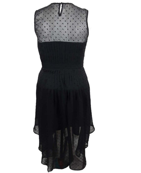 Maurices Women's Black Sheer Polka Dot Keyhole Dress (Size: 9/10)