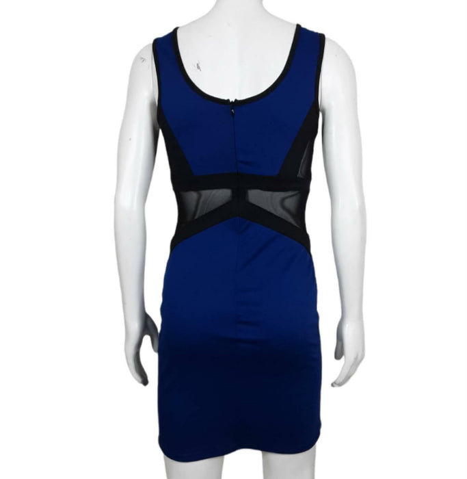 Body Central Women's Blue Cut Sides Sleeveless Zip Up Bodycon Dress (Size: S)