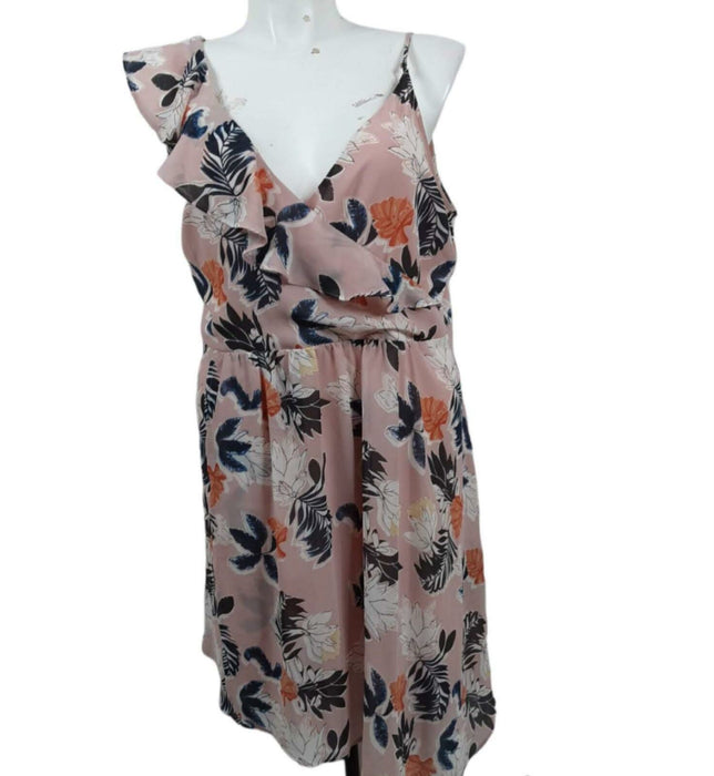 A New Day Women's Pink Floral Ruffle Sleeveless Dress (Size: XXL)