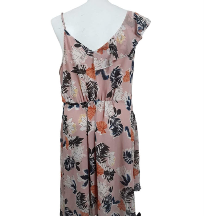 A New Day Women's Pink Floral Ruffle Sleeveless Dress (Size: XXL)