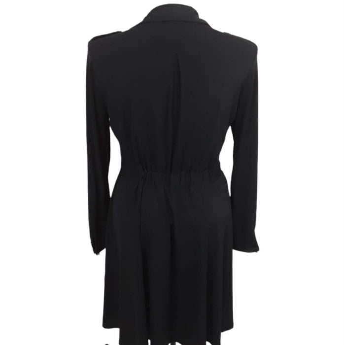 NY Collection Women's Black V-Neck Long Sleeve Dress (Size L)